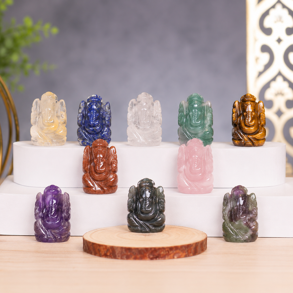 Natural Green Jade Margaj Ganesha , Labradorite Ganesha , Green Aventurine Crystal Ganesha